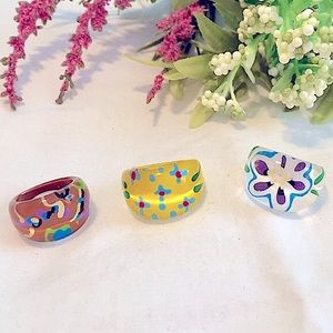 💐Girl’s 3 Acrylic Dome Fashion Rings (5 & 6)💐